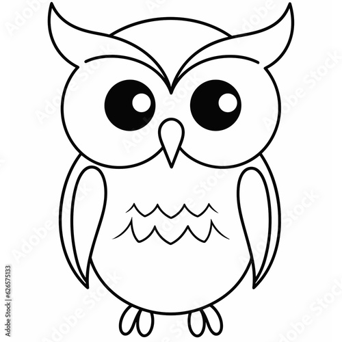 Owl, owl cartoon, owl black and white, line