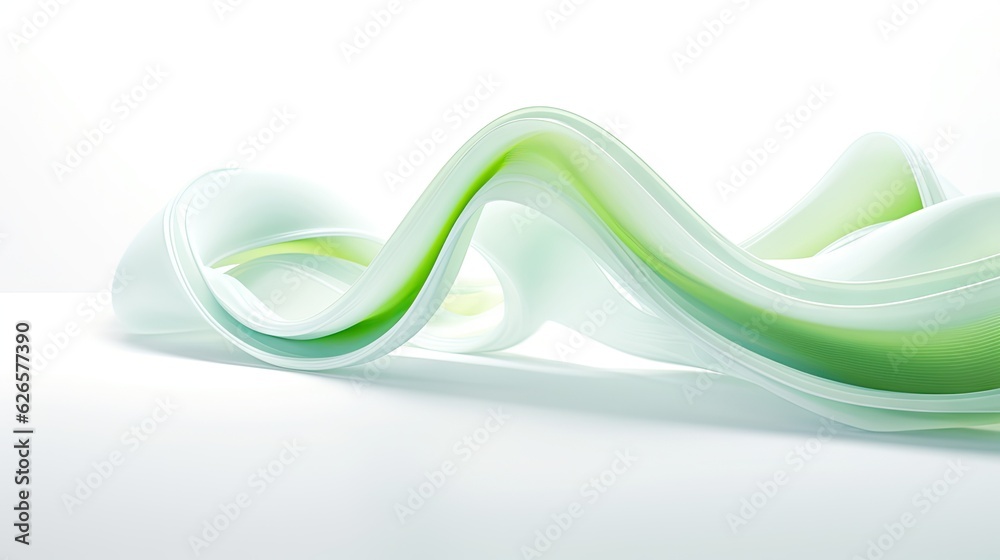 Wavy green fiber ribbon and bump with pure white background, soft curve dynamics and a delicate color gradient. Wavy green fiber ribbon and bump with pure white background, soft curve dynamics and a delicate color gradient.