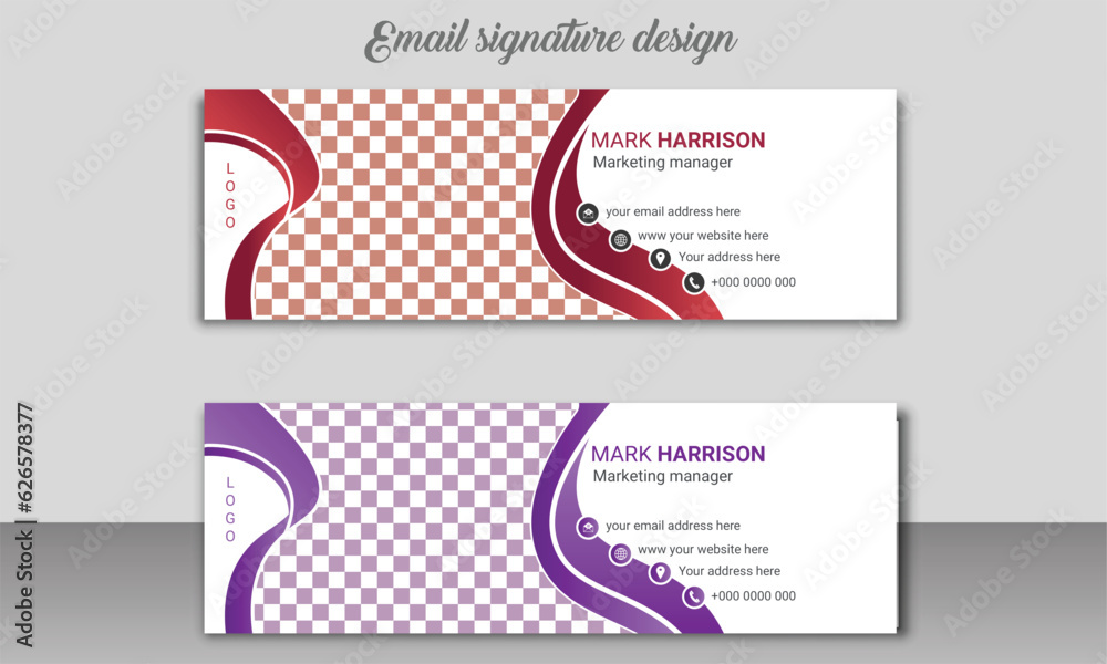 vector business multi purpose email signature template, e sign, mail, footer, contact info design 