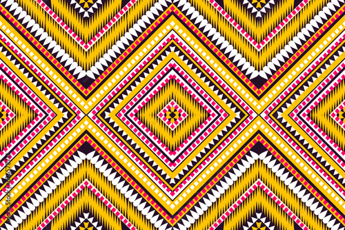 seamless pattern design geometric square triangle circle tribal fabric indian turkish african popular wave ethnic vactor black pink yellow white design for textile print wallpaper