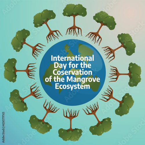 International Day for the Conservation of the Mangrove Ecosystem design template. mangrove design illustration. flat mangrove design.