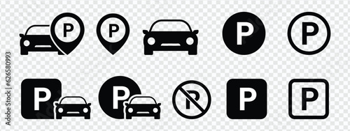 Car parking sign. Car parking vector icons. Parking and traffic signs isolated. EPS 10