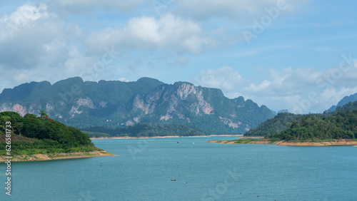 Beautiful view in sunny day of the"Rajjaprabha" hydroelectric plant or "Chiew Larn dam", one of the most famous landmark place in Thailand.  © Nattawit