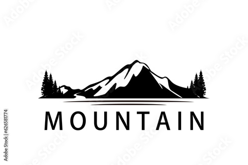 Ice Snow Rocky Mountain  Creek River Mount Peak Hill Nature Landscape view logo design