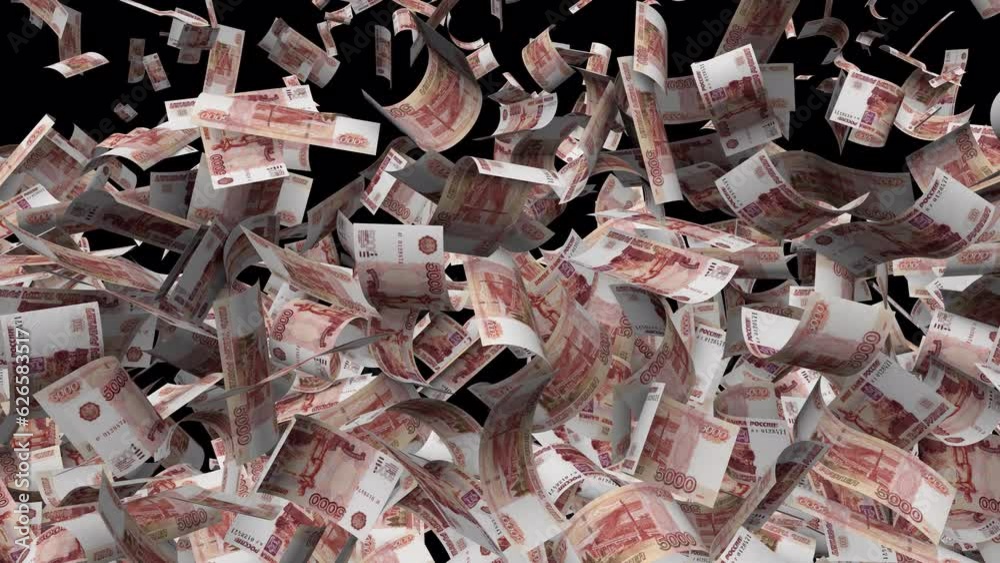 Dynamic Russian Ruble Money bills transition From the bottom to the top vertical wipe Dynamic Russian Ruble Money bills transition From the bottom to the top vertical wipe