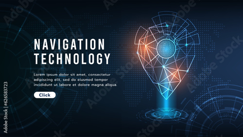 Navigation technology futuristic, innovation background. Modern futuristic design.Navigation and location digital landscape technology.Vector illustration.