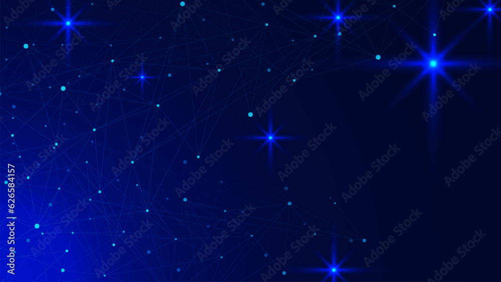 Connecting dots and lines with glowing illuminated. Big data visualization, social networking, network connection, communication and digital technology background.