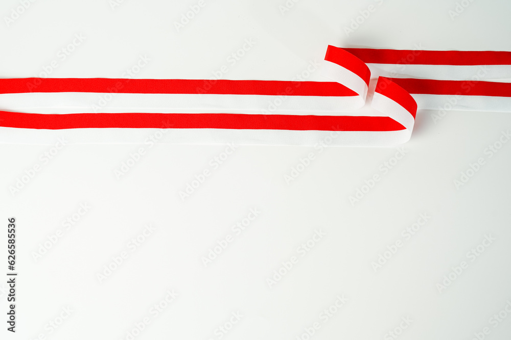 ribbon, red and white flag of Indonesia independence day August 17th, i love indonesia, isolated on white background ribbon, red and white flag of Indonesia independence day August 17th, i love indonesia, isolated on white background