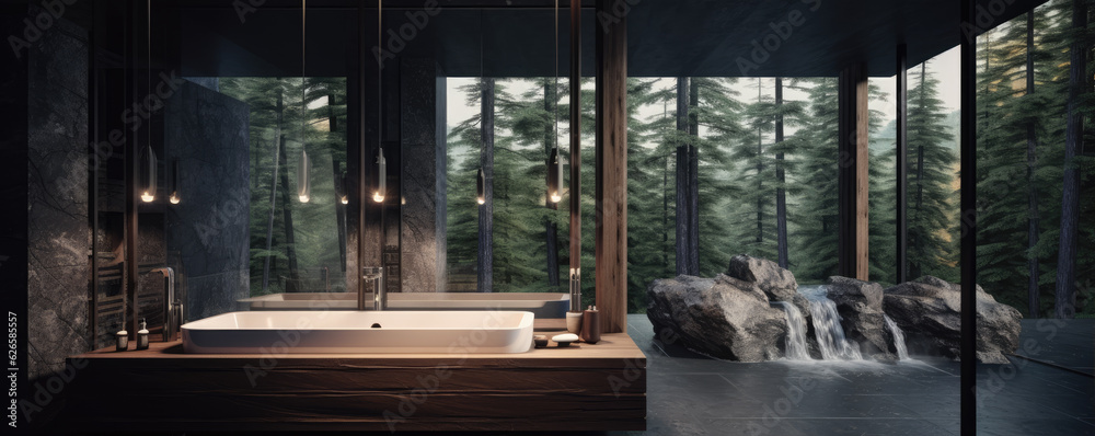 Fototapeta premium Modern nature design of bathroom.