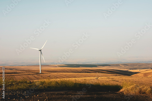Wind turbine farm in Easter Washington south of the Tri-Cities Columbia Basin region