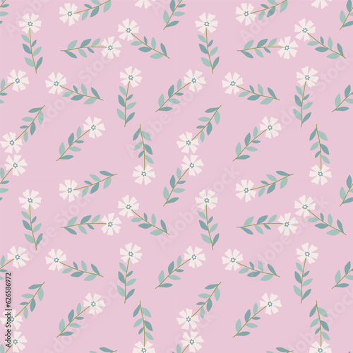 Cute stylized ditsy flower seamless pattern. Decorative naive botanical backdrop.