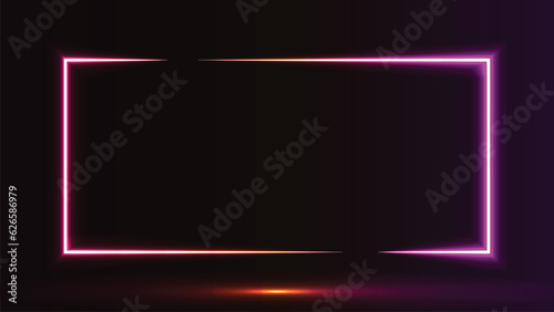 a boxy picture frame design with a glowing neon effect color on a black background color suitable for editing materials and others