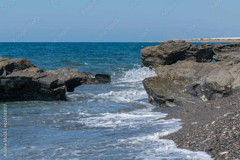 rocks on a beach of the Mediterranean Sea rocks on a beach of the Mediterranean Sea