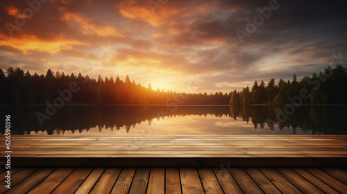 Sunset background landscape, empty board. Generative AI. © Taha