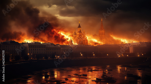 Moscow burning fire explosion