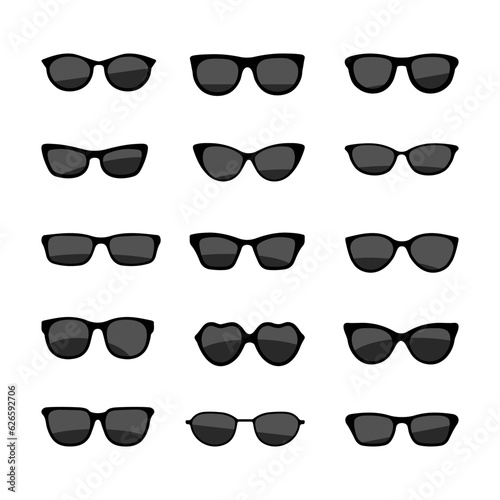 A set of glasses isolated. Vector glasses model icons. Sunglasses, glasses, isolated on white background. Various shapes - stock vector.