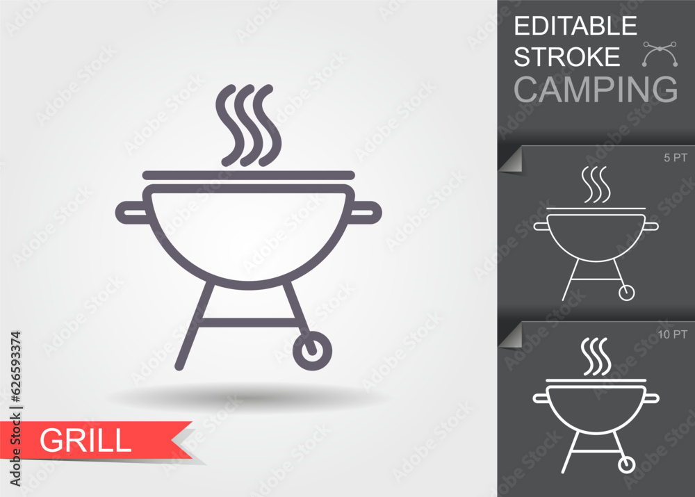 Grill line icon, outline vector sign, linear style pictogram. Bbq symbol, logo illustration. Editable stroke. Grill line icon, outline vector sign, linear style pictogram. Bbq symbol, logo illustration. Editable stroke.