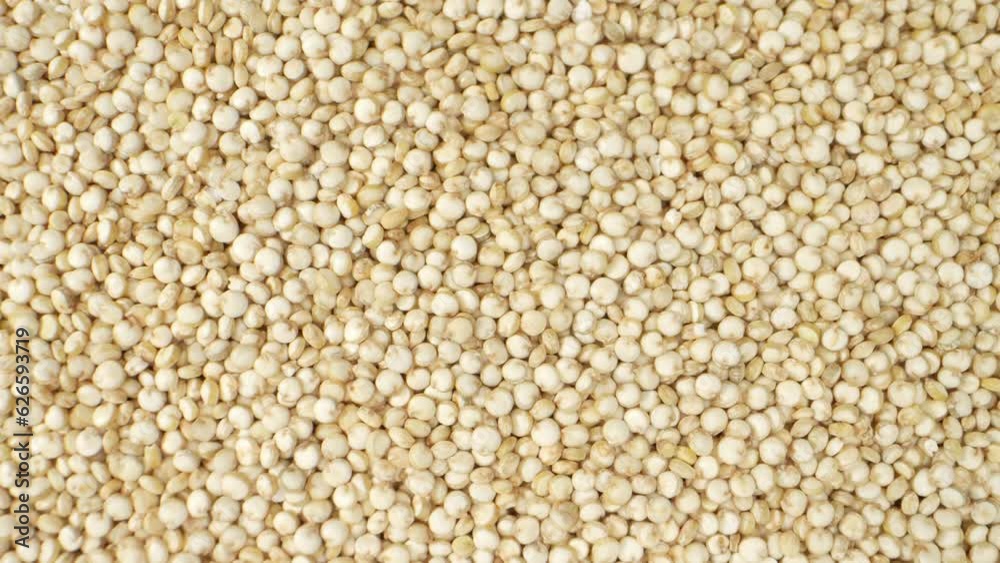 White quinoa is a highly nutritious grain-like seed packed with protein, fiber, vitamins, and minerals. It aids in muscle repair, supports digestion, and promotes overall well-being. Macro footage.
White quinoa is a highly nutritious grain-like seed packed with protein, fiber, vitamins, and minerals. It aids in muscle repair, supports digestion, and promotes overall well-being. Macro footage.