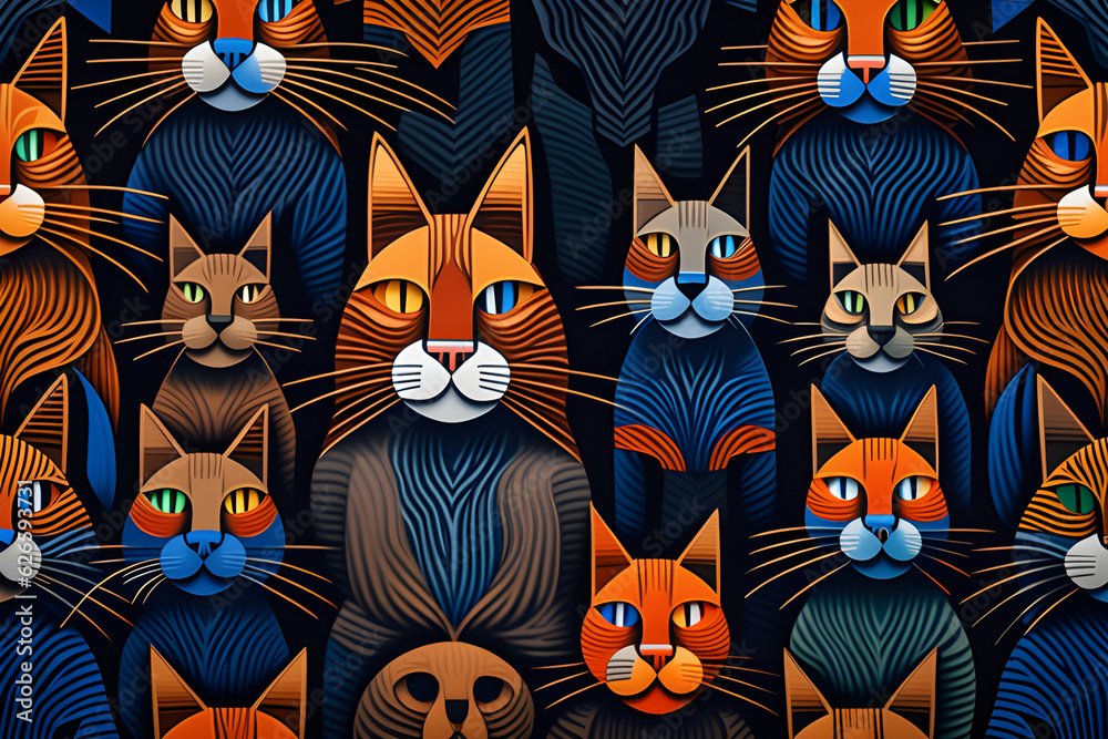 Obraz premium pattern with cats generative ai