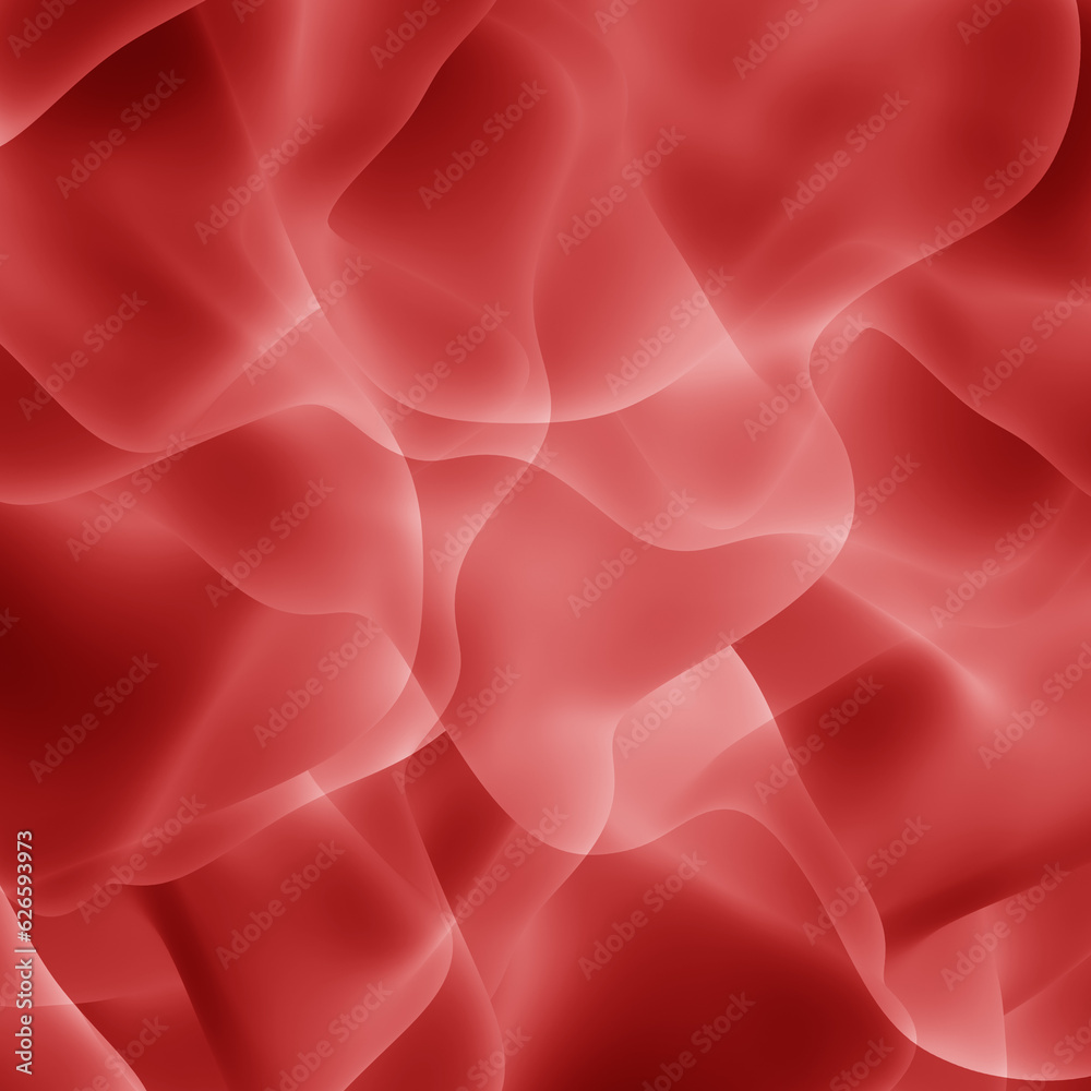 Abstract red background with smooth curvy lines in 3d rendering