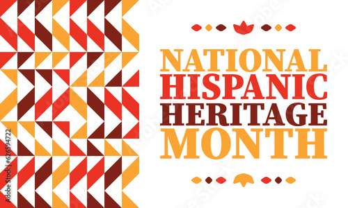 National Hispanic Heritage Month in United States. Celebrate annual in September and October. Latin American and Hispanic ethnicity culture. National fabric vector textures. Traditional festival
