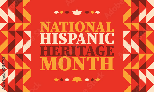 National Hispanic Heritage Month in United States. Celebrate annual in September and October. Latin American and Hispanic ethnicity culture. National fabric vector textures. Traditional festival