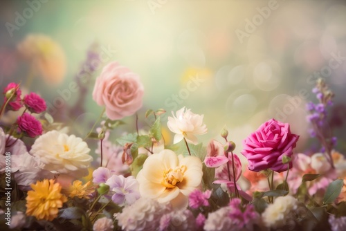 color pastel flower design pink watercolor blossom valentine spring background peonies. Generative AI.