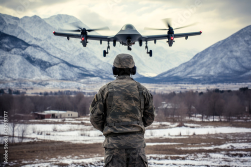 military man undergoing training drone control unmanned aerial vehicle generative ai
