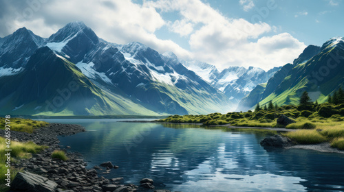 mountains beautiful landscape with water generative ai