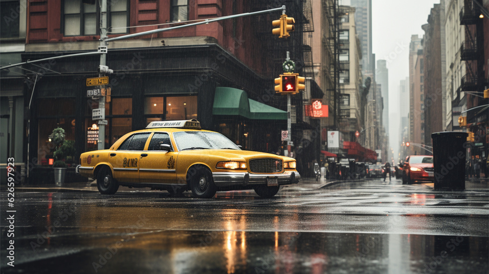 Taxi in the city. Generative AI. Taxi in the city. Generative AI.