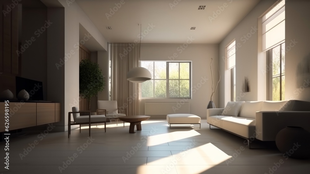 Fototapeta premium modern natural living area home interior deisgn background concept living room natural material finishing daylight cosy and clear design ideas home,ai generate