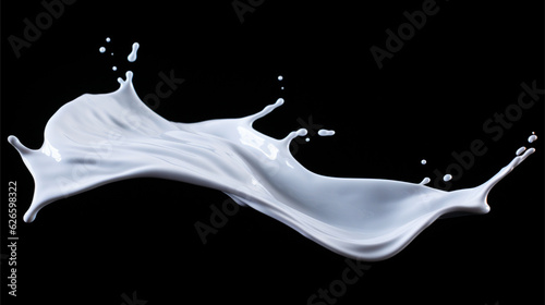 White liquid paint on black background. Generative AI.