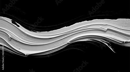 White liquid paint on black background. Generative AI.