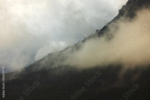 rain clouds over the mountain. Mountain landscape. Turkey.