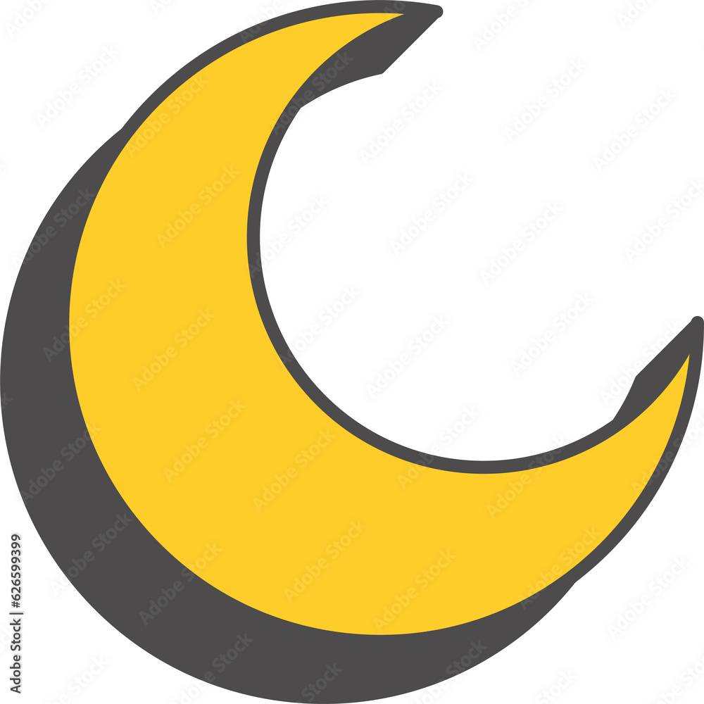 Abstract geometric element. Neobrutalism graphic shape. Minimal groovy Y2k retro sticker. Retro moon crescent