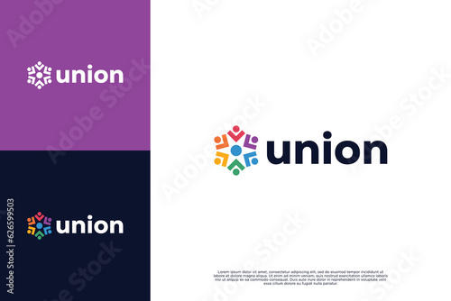 Teamwork and community logo design vector. Diversity and social network logo design template