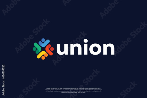 human community logo template. symbol for teamwork, social group, community.