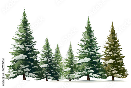 Christmas trees isolated white background  vector illustration PNG