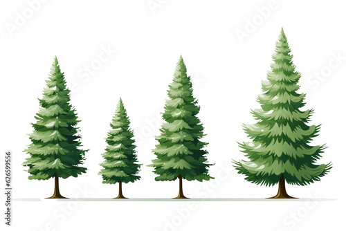 Christmas trees isolated white background, vector illustration PNG