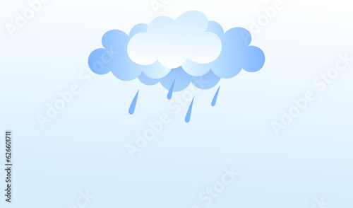 Rainy cloud against the sky. Overcast weather. Intermittent rain in large drops. Vector flat illustration.