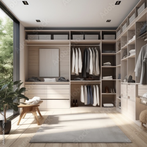 Modern design Dressing Room With Walk In Closet home interior design detail house beautiful background,home organize storage manage detail,ai generate © VERTEX SPACE