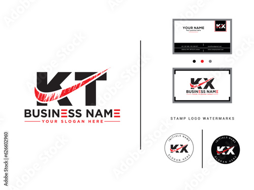 Modern Brush kt Shape Logo Icon, Minimalist kt Logo Letter Design