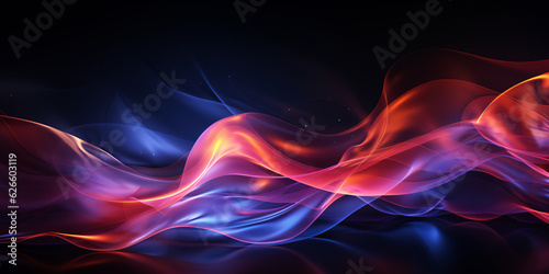 Dark abstract background with glowing wave. Shiny moving lines design element. Modern purple blue gradient flowing wave lines. Futuristic technology concept. Vector