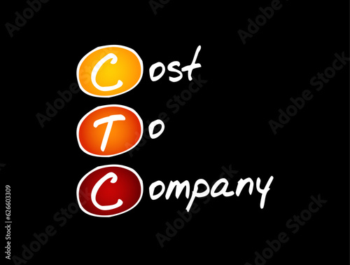 CTC Cost To Company - total salary package of an employee, acronym text concept background