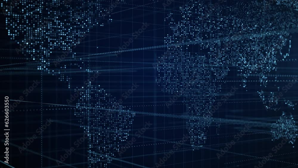 Earth map digital connection and social network. Global world communication data. Blockchain technology and database cryptocurrency concept. Business finance and crypto currency web 3.0