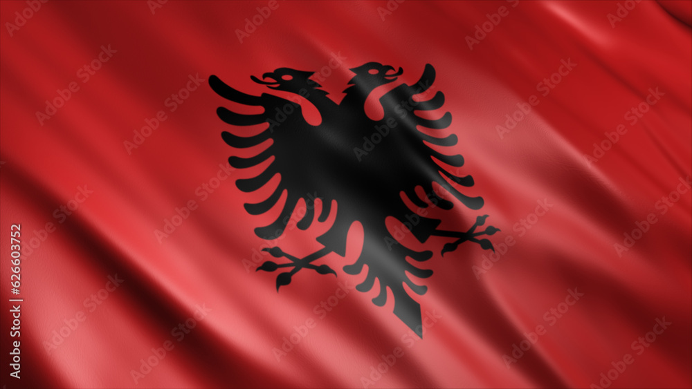 Albania National Flag, High Quality Waving Flag Image Albania National Flag, High Quality Waving Flag Image