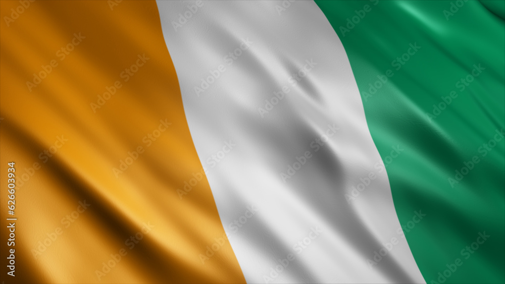 Ivory Coast National Flag, High Quality Waving Flag Image 
