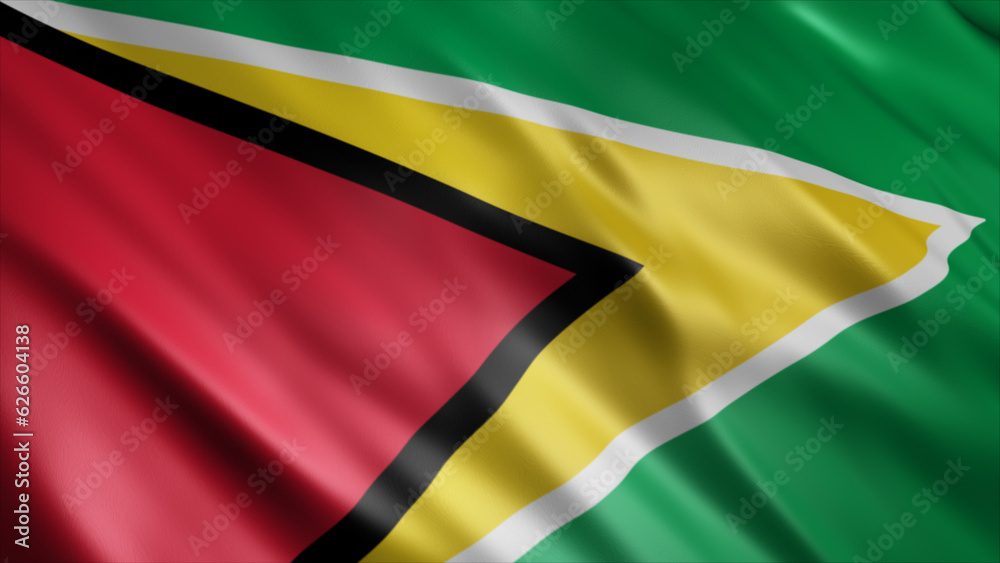 Guyana National Flag, High Quality Waving Flag Image 
