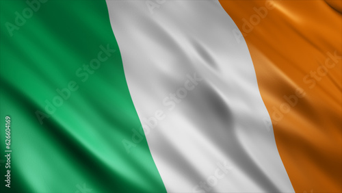 Ireland National Flag, High Quality Waving Flag Image 
 photo