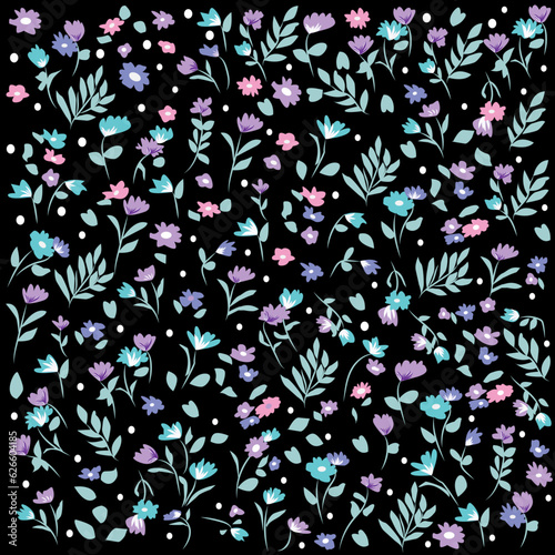 Fondo floral de colores sobre negro. 9 